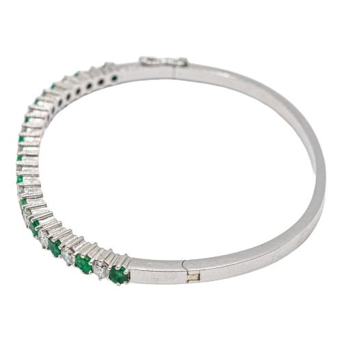 PULSERA ESCLAVA CON BRILLANTES Y ESMERALDAS, AÑOS 90