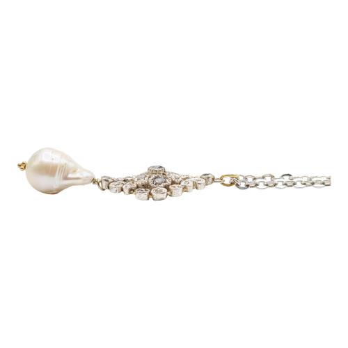 COLGANTE CON DIAMANTES Y PERLA DEL S.XIX