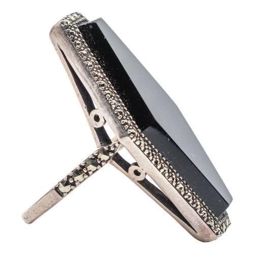 ANILLO ROSETÓN CON ÓNIX NEGRO