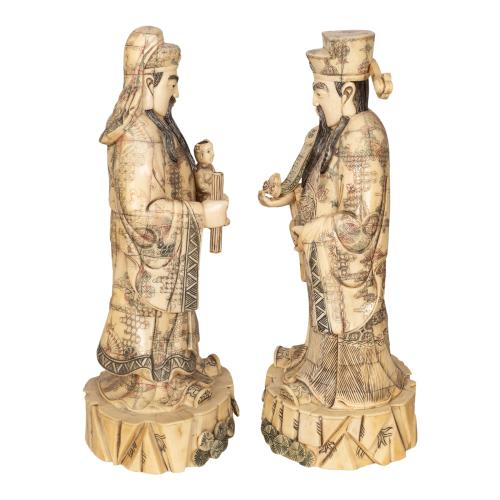 PAREJA DE DIGNATARIOS CHINOS DEL ÚLTIMO TERCIO DEL S.XX