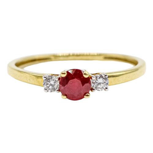 ANILLO CON RUBÍ Y BRILLANTES