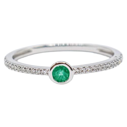 ANILLO CON BRILLANTES Y ESMERALDA