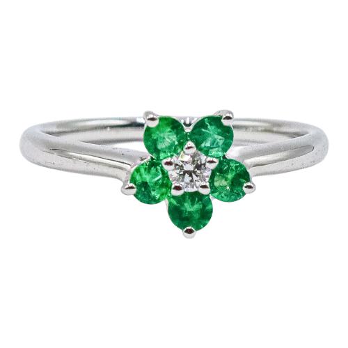 ANILLO CON ESMERALDAS Y BRILLANTE