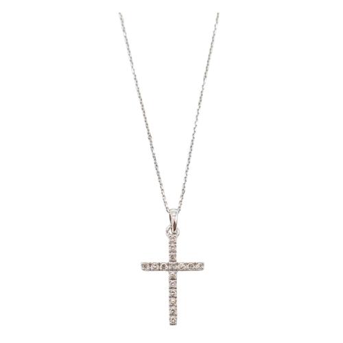 CRUZ COLGANTE CON DIAMANTES Y CADENA