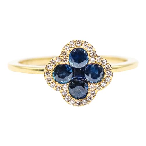 ANILLO ROSETÓN CON ZAFIROS Y BRILLANTES
