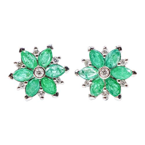 PENDIENTES CON ESMERALDAS Y BRILLANTES