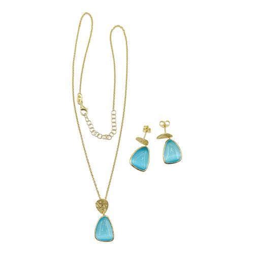 COLGANTE Y PENDIENTES CON CUARZOS AZULES