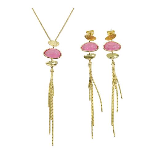 COLGANTE Y PENDIENTES CON CUARZOS ROSAS