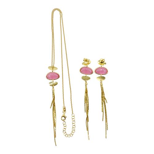 COLGANTE Y PENDIENTES CON CUARZOS ROSAS