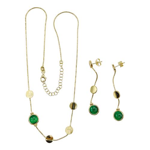 COLGANTE Y PENDIENTES CON CUARZOS VERDES
