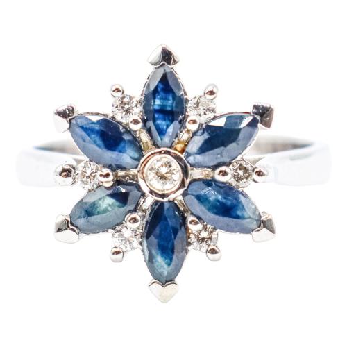 ANILLO CON ZAFIROS Y BRILLANTES