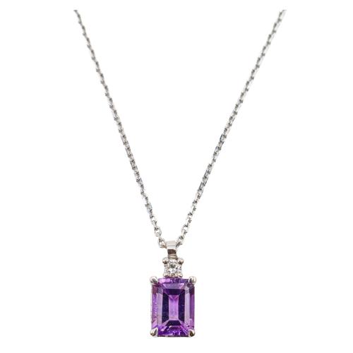 COLGANTE CON AMATISTA Y BRILLANTE
