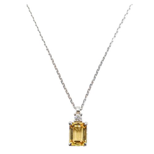 COLGANTE CON CITRINO Y BRILLANTE