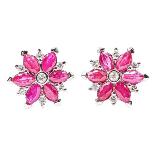 PENDIENTES CON RUBÍES Y BRILLANTES